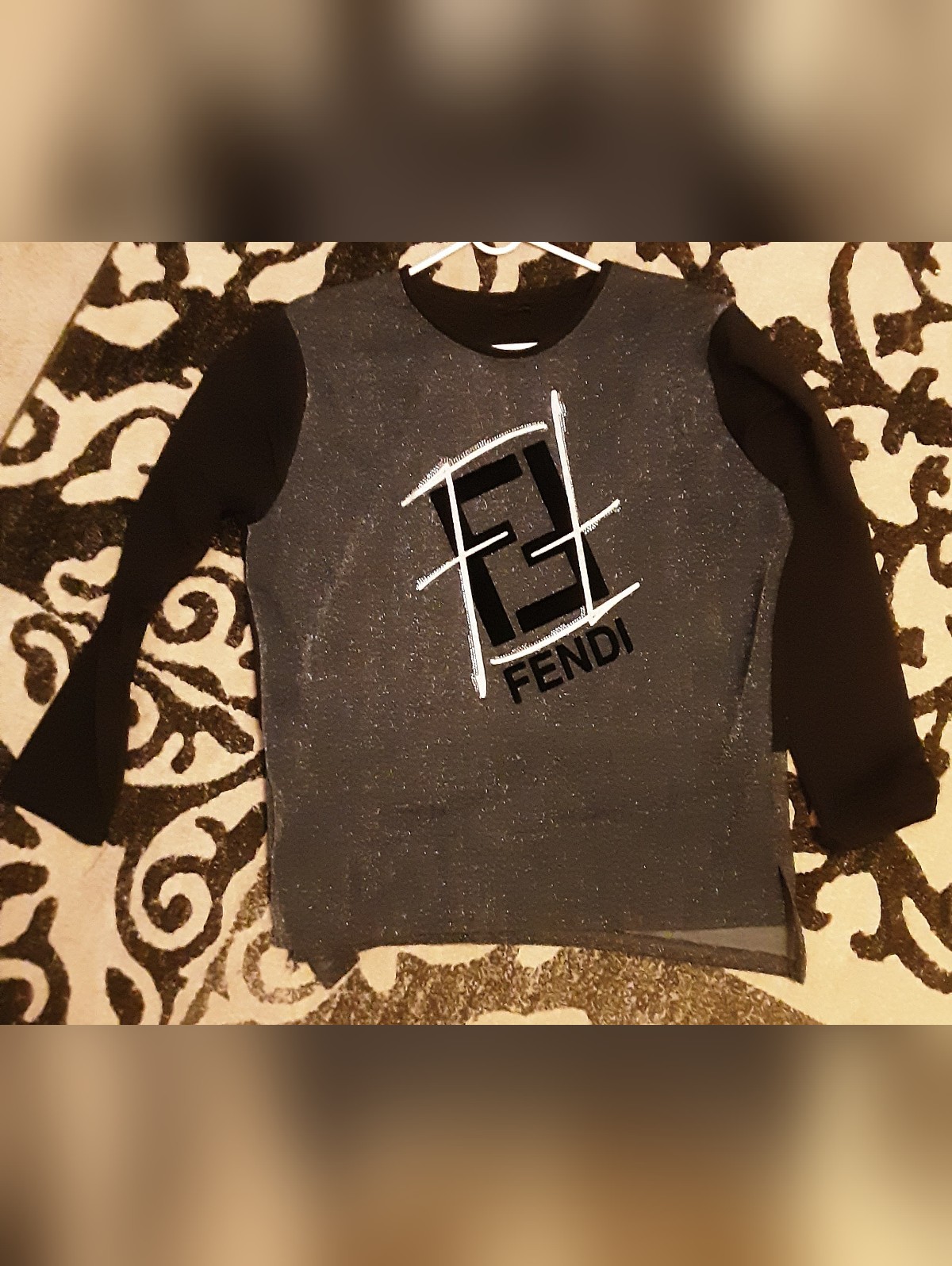 Fendi Logo Black Glitter Tee